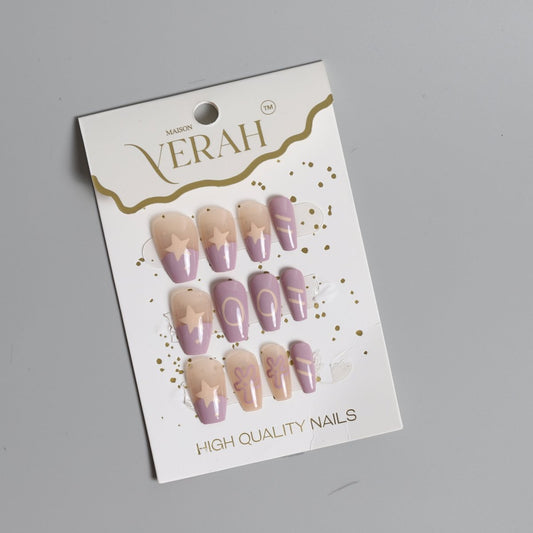 Purple Star Ombre | Classic Press On Nails Wholesale | 15pcs Soft Gel Nails - Vihaan Wholesale Trading