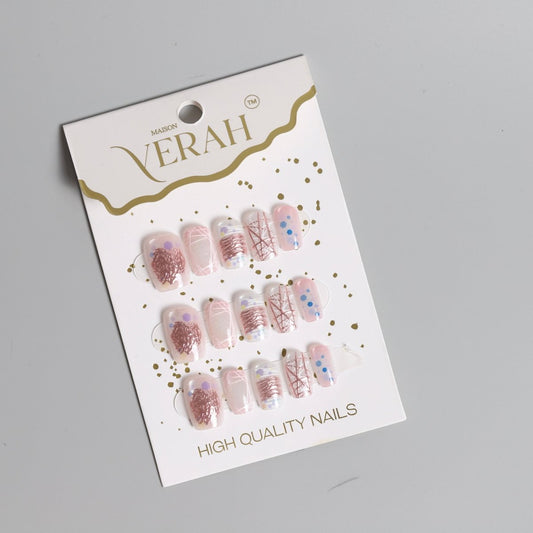 Rose Gold Chrome Mix | Luxury Press On Nails Wholesale | Handmade 3D Nail Art - Vihaan Wholesale Trading