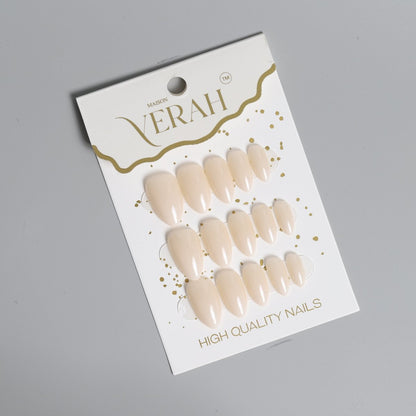 Shiny Solid Cream | Classic Press On Nails Wholesale | 15pcs Soft Gel Nails - Vihaan Wholesale Trading