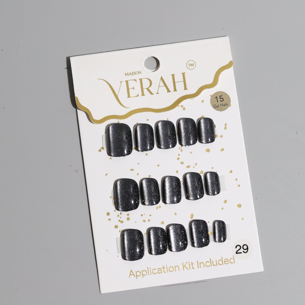 Short Bold Black Galaxy | Galaxy Press On Nails Wholesale | Premium Cat Eye Nails with application kit. - Vihaan Wholesale Trading