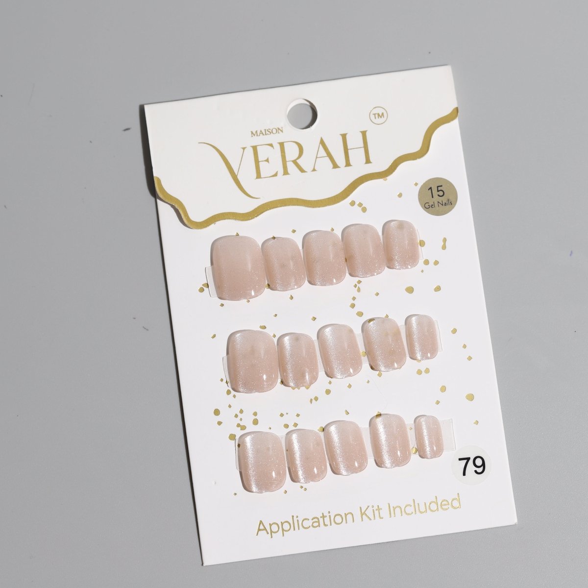Short Champagne Gold Galaxy | Galaxy Press On Nails Wholesale | Premium Cat Eye Nails with application kit. - Vihaan Wholesale Trading