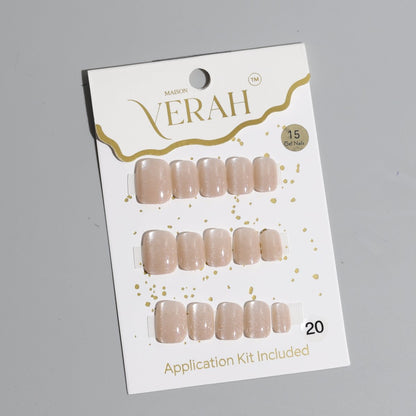 Short Clear Beige Galaxy | Galaxy Press On Nails Wholesale | Premium Cat Eye Nails with application kit. - Vihaan Wholesale Trading
