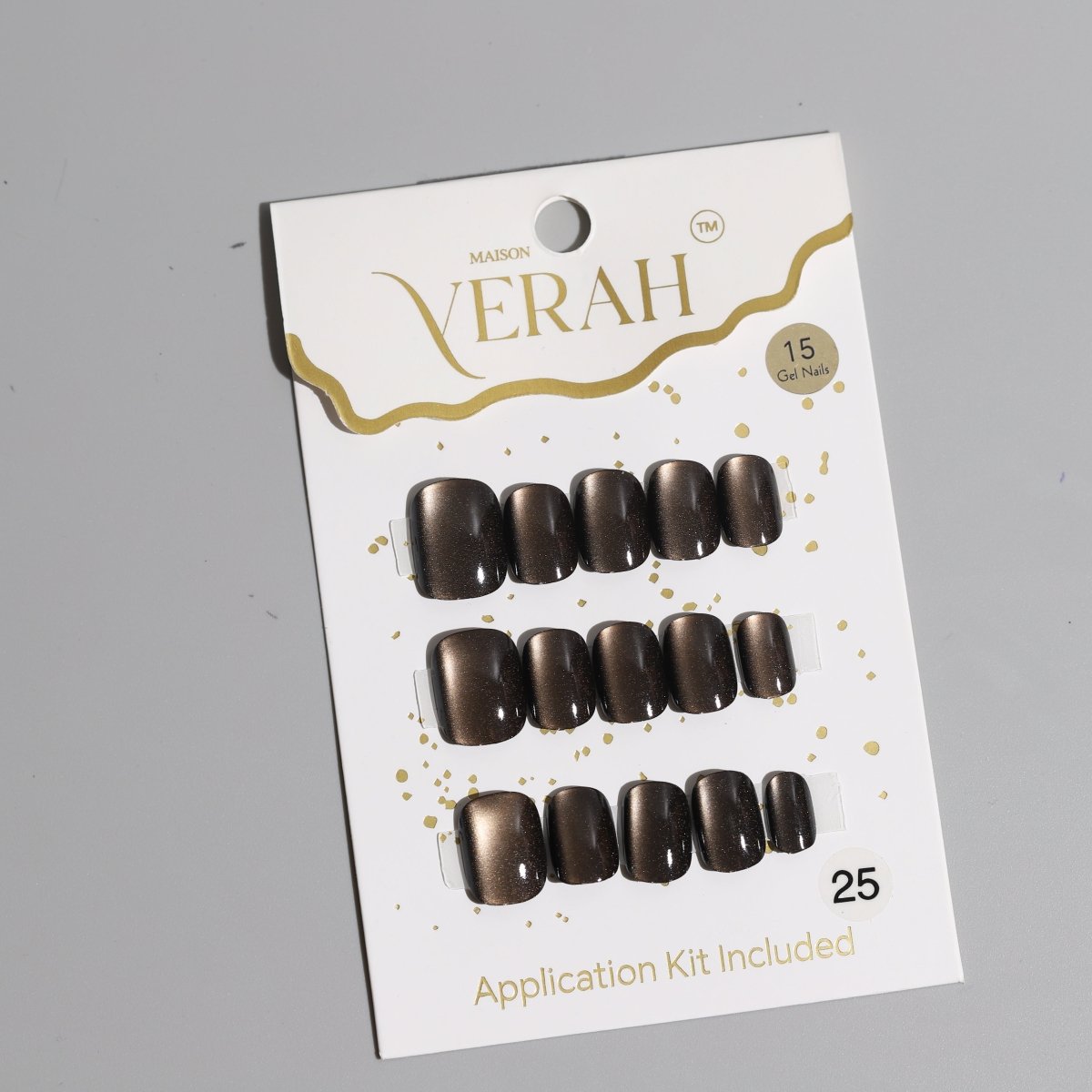 Short Dusky Brown Galaxy | Galaxy Press On Nails Wholesale | Premium Cat Eye Nails with application kit. - Vihaan Wholesale Trading