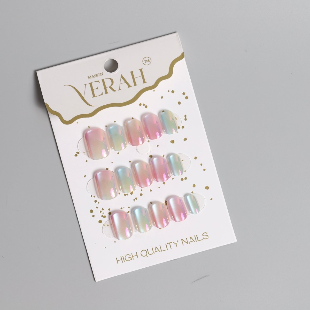 Short Glassy Pink Green Ombre | Luxury Press On Nails Wholesale | Handmade 3D Nail Art - Vihaan Wholesale Trading