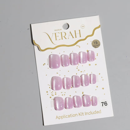 Short Lilac Purple Galaxy | Galaxy Press On Nails Wholesale | Premium Cat Eye Nails with application kit. - Vihaan Wholesale Trading