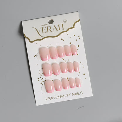 Short Milky Pink French | Classic Press On Nails Wholesale | 15pcs Soft Gel Nails - Vihaan Wholesale Trading