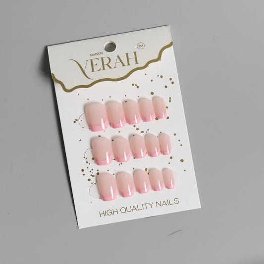 Short Milky Pink French | Classic Press On Nails Wholesale | 15pcs Soft Gel Nails - Vihaan Wholesale Trading
