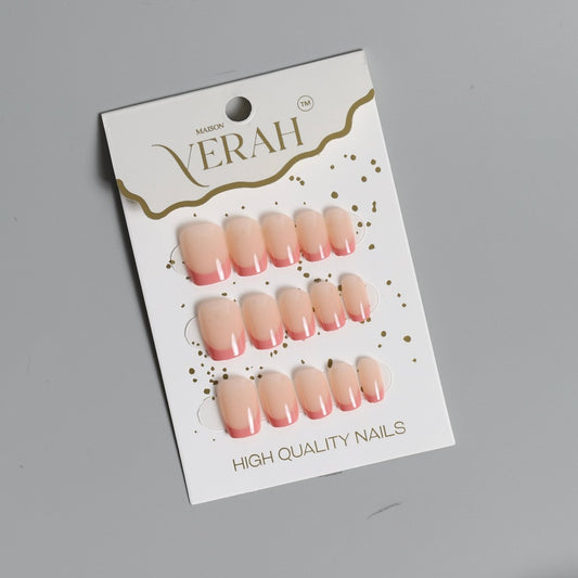 Short Nude Pink French | Classic Press On Nails Wholesale | 15pcs Soft Gel Nails - Vihaan Wholesale Trading