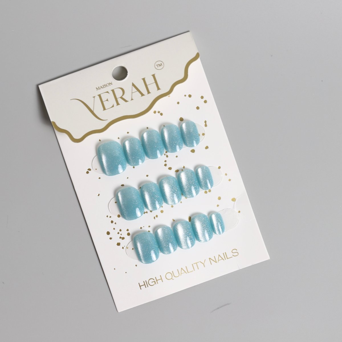 Shortest Blue Galaxy | Galaxy Press On Nails Wholesale | Premium Cat Eye Nails - Vihaan Wholesale Trading