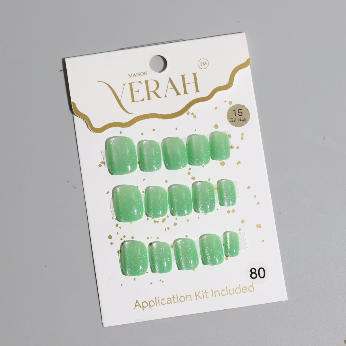 Shortest Parrot Green Galaxy | Galaxy Press On Nails Wholesale | Premium Cat Eye Nails with application kit. - Vihaan Wholesale Trading