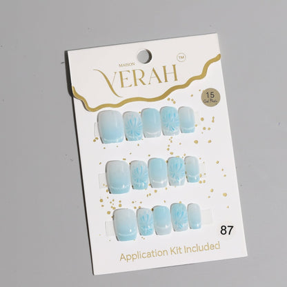 Soft Blue Swirl Galaxy | Galaxy Press On Nails Wholesale | Premium Cat Eye Nails with application kit. - Vihaan Wholesale Trading