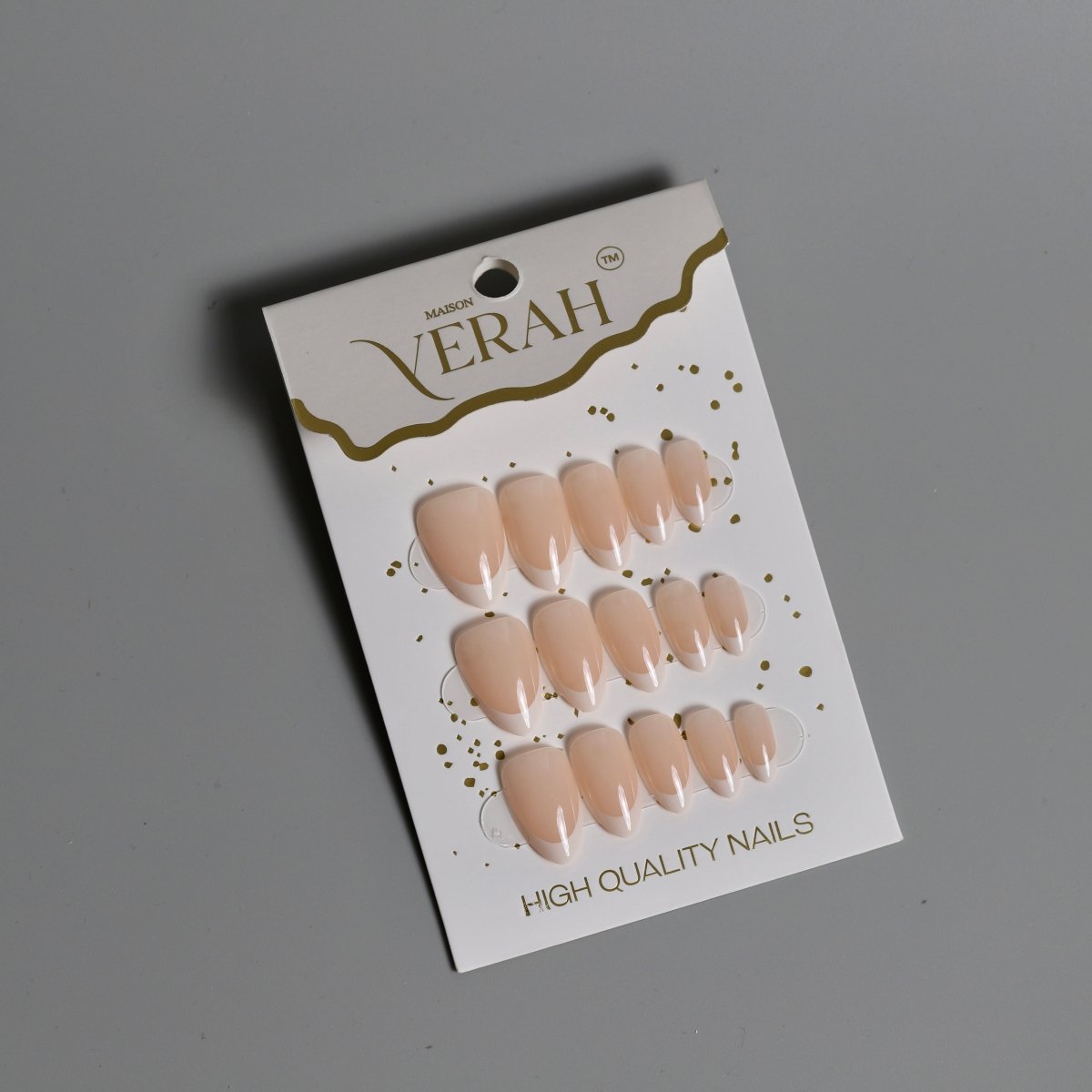 Solid French | Classic Press On Nails Wholesale | 15pcs Soft Gel Nails - Vihaan Wholesale Trading