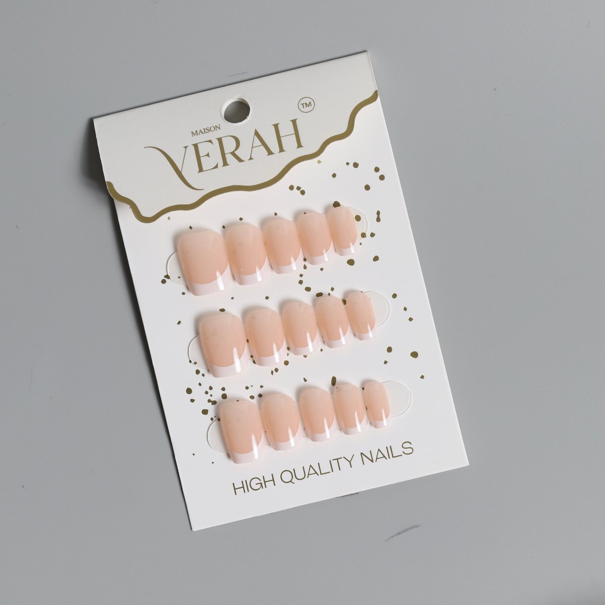 Solid Nude French | Classic Press On Nails Wholesale | 15pcs Soft Gel Nails - Vihaan Wholesale Trading