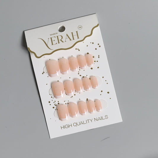 Solid Nude French | Classic Press On Nails Wholesale | 15pcs Soft Gel Nails - Vihaan Wholesale Trading