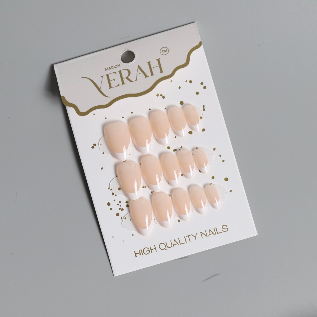Solid Nude Long French | Classic Press On Nails Wholesale | 15pcs Soft Gel Nails - Vihaan Wholesale Trading