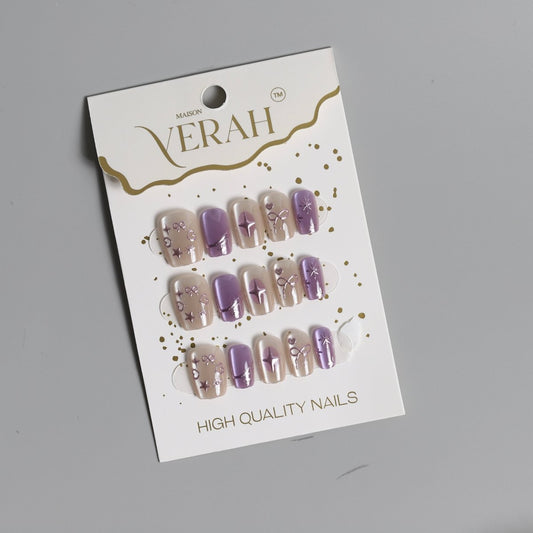 Sparkling Purple | Luxury Press On Nails Wholesale | Handmade 3D Nail Art - Vihaan Wholesale Trading