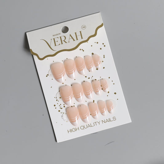 Spider Art French | Classic Press On Nails Wholesale | 15pcs Soft Gel Nails - Vihaan Wholesale Trading