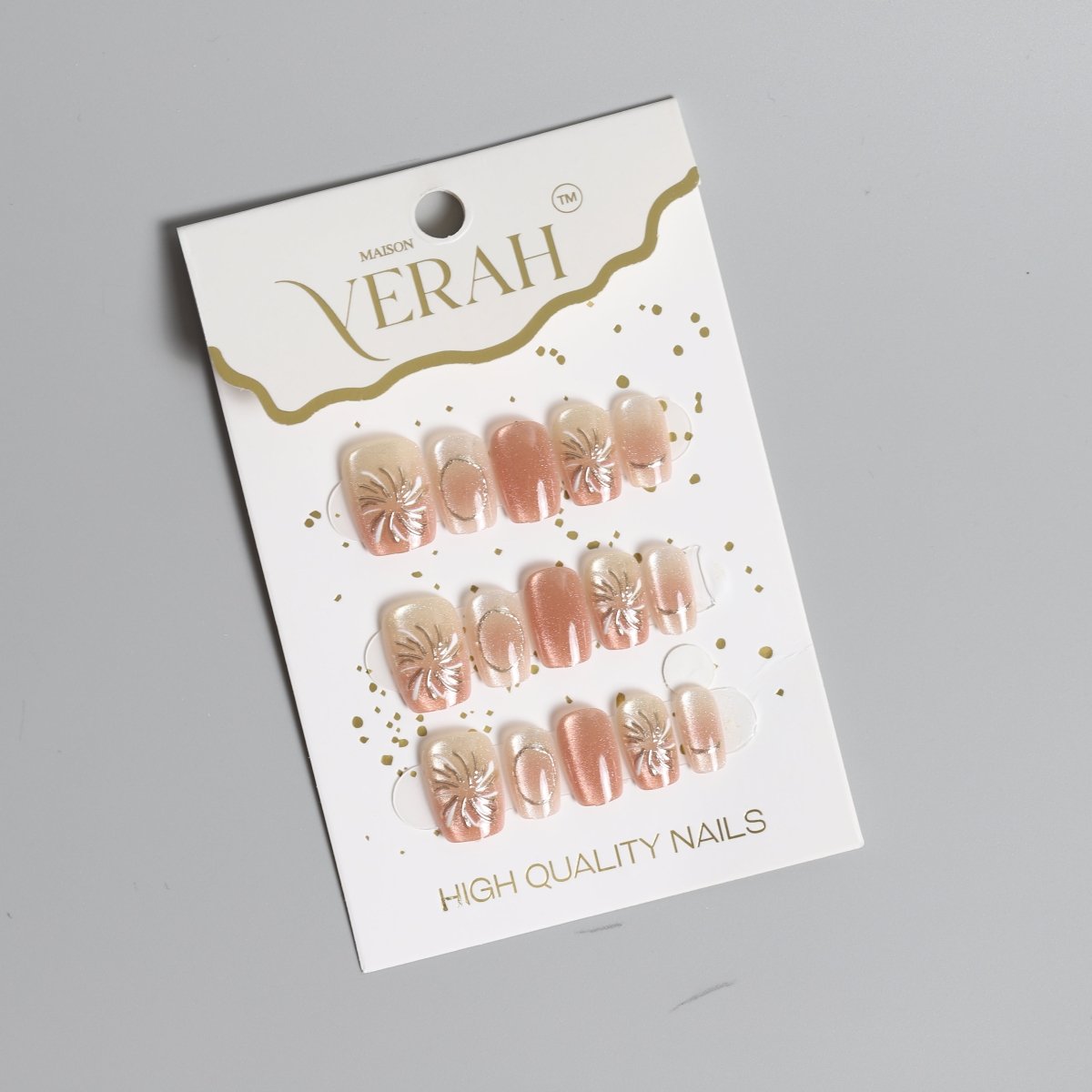 Spiral Peachy Print | Luxury Press On Nails Wholesale | Handmade 3D Nail Art - Vihaan Wholesale Trading