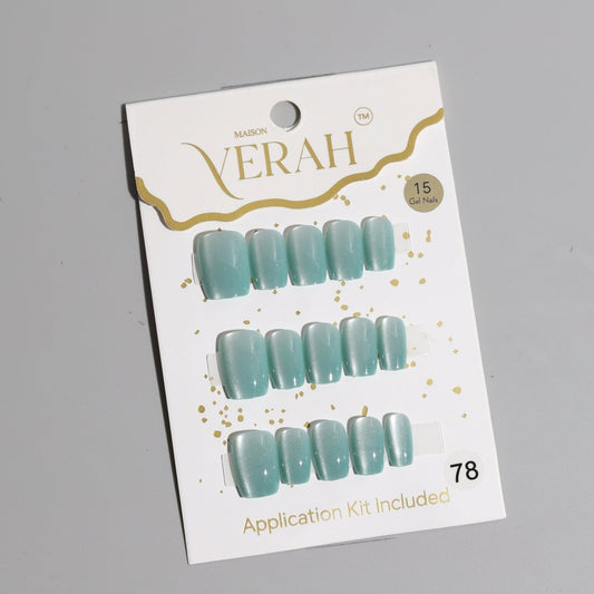 Square Glassy Blue Galaxy | Galaxy Press On Nails Wholesale | Premium Cat Eye Nails with application kit. - Vihaan Wholesale Trading