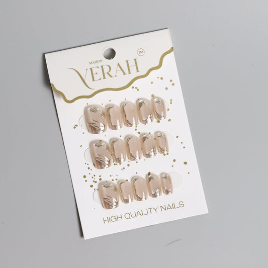 Subtle Gold | Luxury Press On Nails Wholesale | Handmade 3D Nail Art - Vihaan Wholesale Trading