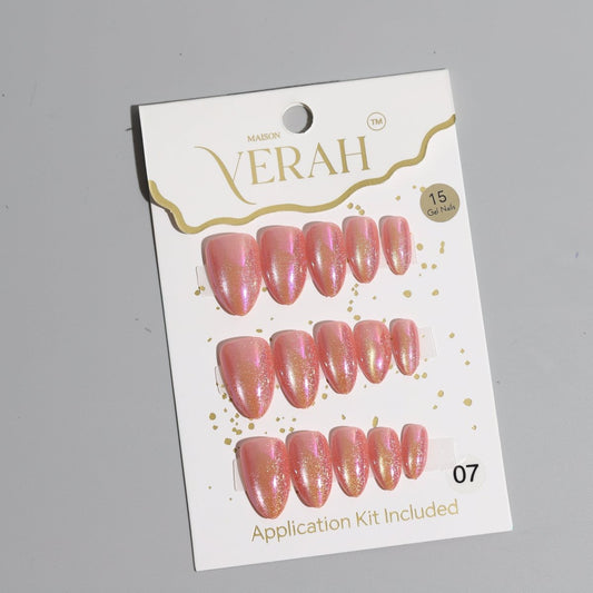 Sun Soaked Pink Galaxy | Galaxy Press On Nails Wholesale | Premium Cat Eye Nails with application kit. - Vihaan Wholesale Trading
