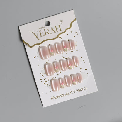 Tulip Pink Galaxy | Galaxy Press On Nails Wholesale | Premium Cat Eye Nails - Vihaan Wholesale Trading