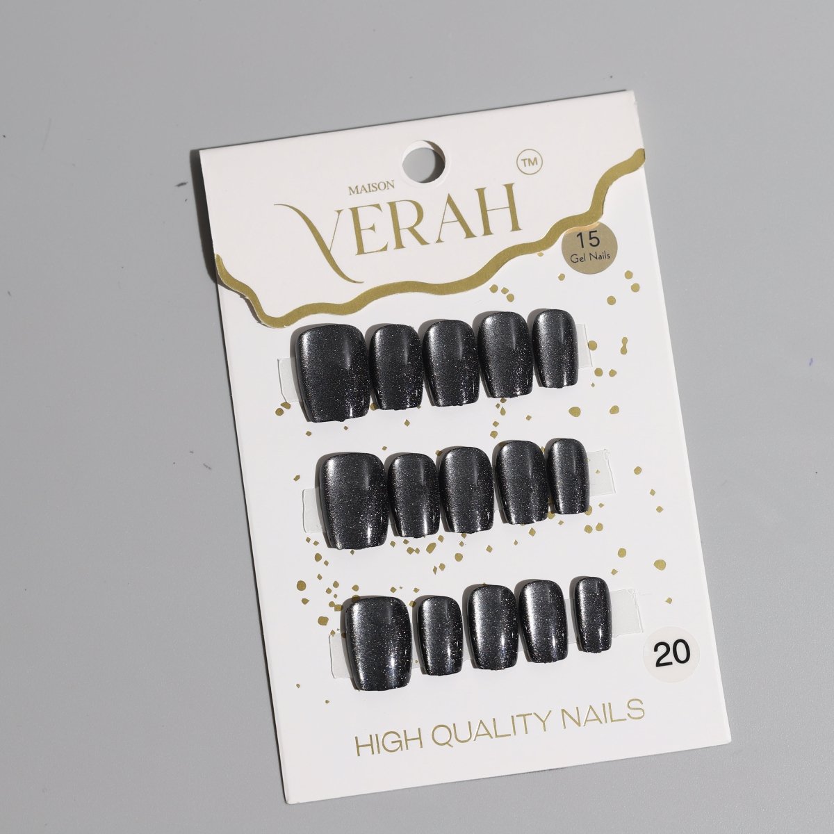Vibrant Black Square Galaxy | Galaxy Press On Nails Wholesale | Premium Cat Eye Nails with application kit. - Vihaan Wholesale Trading