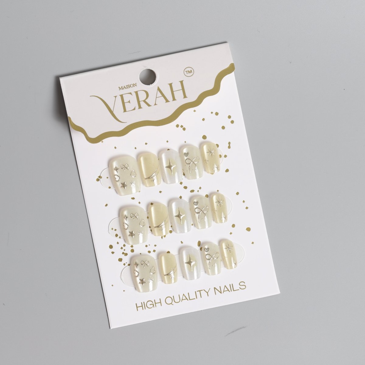 Yellow Star Sparkle | Luxury Press On Nails Wholesale | Handmade 3D Nail Art - Vihaan Wholesale Trading